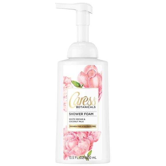 Caress Botanicals White Orchid & Coconut Milk Shower Foam 13.5 oz 400ml HTF - Picture 1 of 3